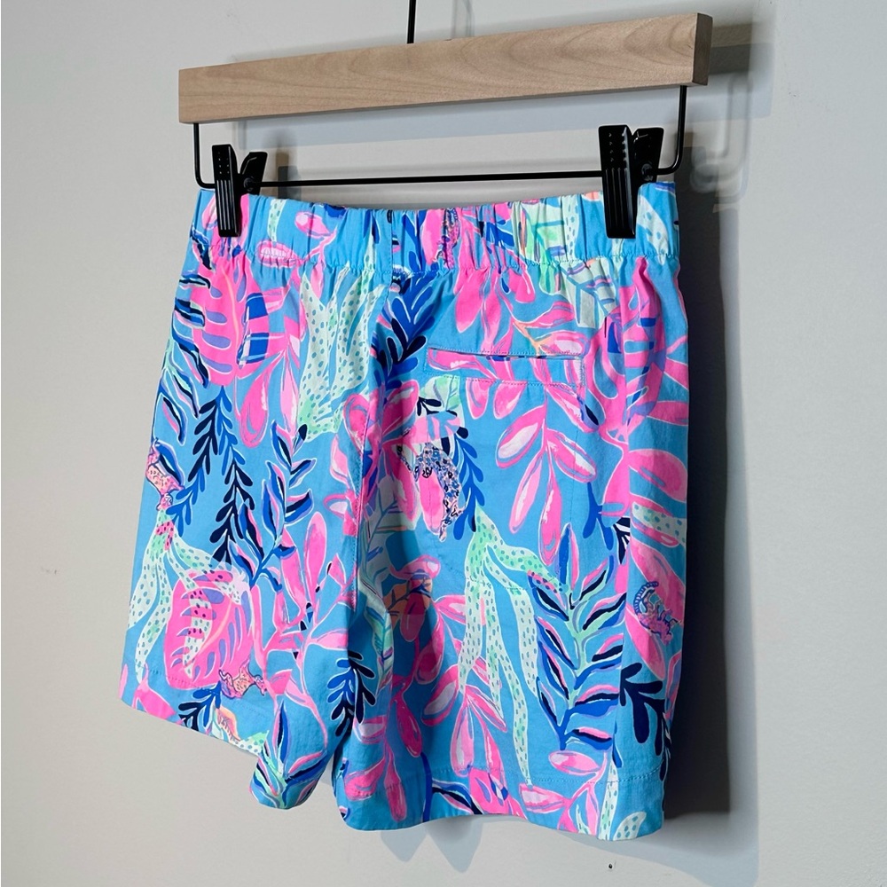 Lilly Pulitzer Ocean View Blue Pink Tropical Pull On Shorts Size XXS - Picture 6 of 11